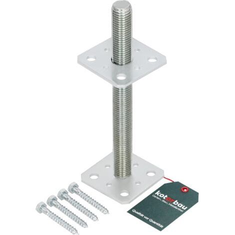 Support de poteau réglable 80 mm x 80 mm – Filetage M24 mm – Acier galvanisé – Hauteur 250 mm – Fixation par vissage-NANOTEH (1/5)