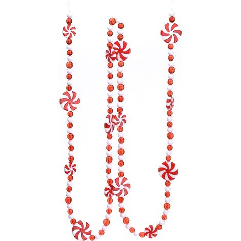 Zuckerstangen-Girlande aus Kunststoffperlen, vielseitig verwendbare Girlande, weihnachtlicher Baumschmuck in Form einer Zuckerstange, 1,5 m (1/2)