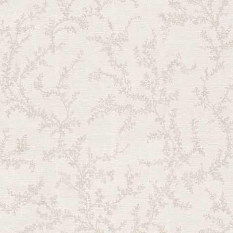 Papel pintado naturaleza Profhome 790902 papel pintado vinílico estampado en caliente tejido non tejido ligeramente texturado con ornamentos florales mate crema beige-agrisado blanco crema 5,33 m2