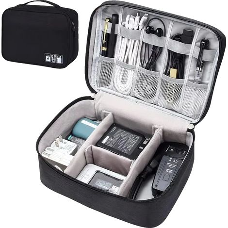 Bolsa para guardar cables, material ecológico, diseño compacto, color negro, 1 capa. (1/2)