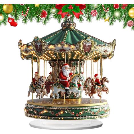 Décoration de Noël, café et Bureau, décoration de Père Noël en Acrylique 2D, Festive et accrocheuse avec Motif de scène rotative, Ornement de Vacances pour étagère, fenêtre, Chambre, (1/5)