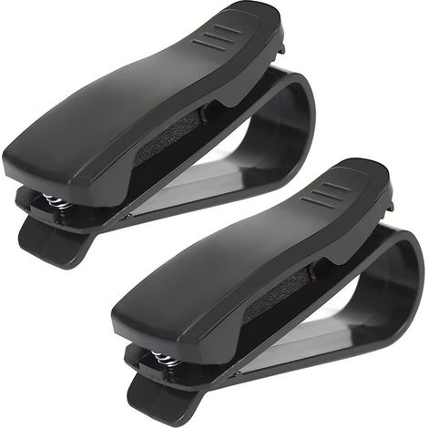 Lot de 2 supports de lunettes pour pare soleil de voiture,accessoires de visière,clip pour carte de ticket,noir (1/5)
