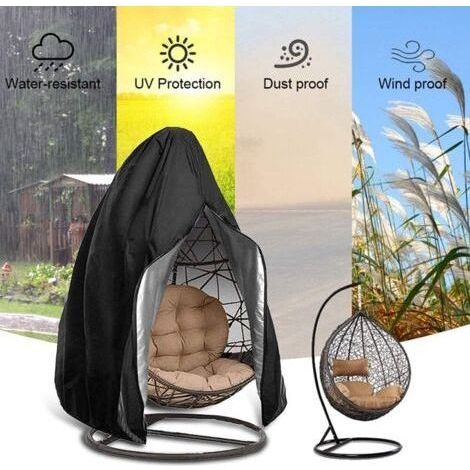 Housse pour fauteuil suspendu 115 x 190 cm – Tissu Oxford 210D imperméable – Protection UV et vent – Housse de jardin noire (1/4)