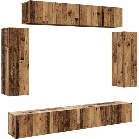 Maison Exclusive - 6-tlg. TV-Schrank-Set Wandmontage Altholz-Opti