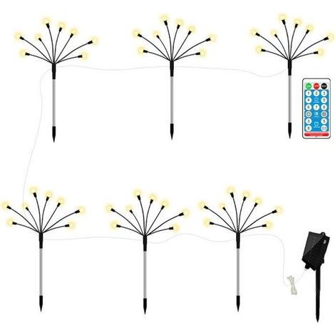 Lampade solari TuseRxln - Confezione da 6 - Luce bianca calda - Telecomando - 8 modalità