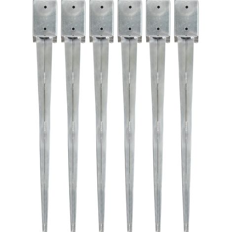 vidaXL Picchetti di Terra 6 pz Argento 9x9x90 cm in Acciaio Zincato