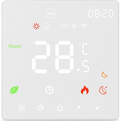 Thermostat intelligent WiFi K6 blanc, 3 A, pour chauffage à eau et chaudières, contrôle via l’application Tuya (1/5)