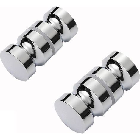 JSSEVN - Stainless Steel Sliding Shower Door Knobs, Glass Shower Door Handles for Bathroom, Kitchen, Home, Office, Hotel (2 Pairs) (1/5)