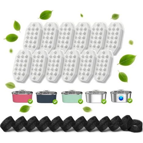 24er-Packung Katzentrinkfilter 12er-Packung Ersatzfilter für Katzentränken und 12er-Packung Vorfilterschwämme Passend für Rellaty und aus 3 2 l 3,2 l (1/5)