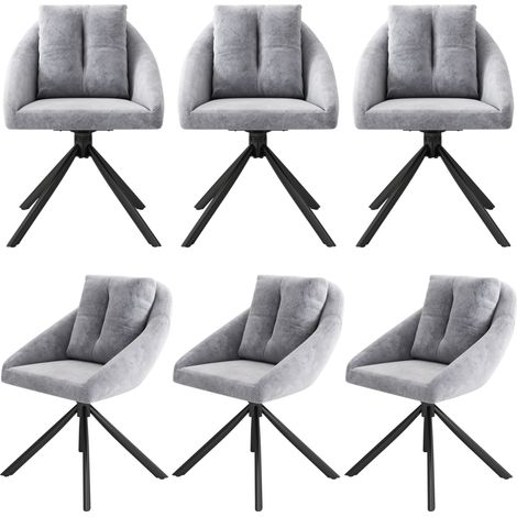 Set di 6 sedie da pranzo girevoli grigie in velluto con struttura in metallo 59x65x79 cm MODENUIT (1/5)