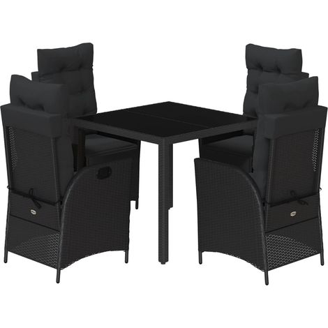 Set da Pranzo da Giardino 5 pz Nero con Cuscini in Polyrattan vidaXL (1/5)