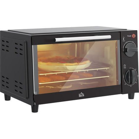 Mini-four, capacité 9 litres, température et temps de cuisson réglables, avec grille et plaque de cuisson, noir