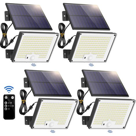 4 Solarleuchten für den Außenbereich, 172 LEDs, mit Bewegungsmelder, IP65, 120° Abstrahlwinkel, Solar-Wandleuchte, weißes Licht (1/5)