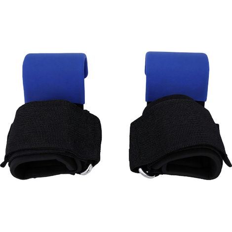 1 paire de crochets de levage pour hommes, poignées de poids avec Support de poignet, sangles réglables, tractions, entraînement de force, bleu (1/5)