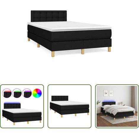 vidaXL LED-Leiste - Boxspringbett mit Matratze & LED Schwarz 120x190 cm Stoff (1/5)