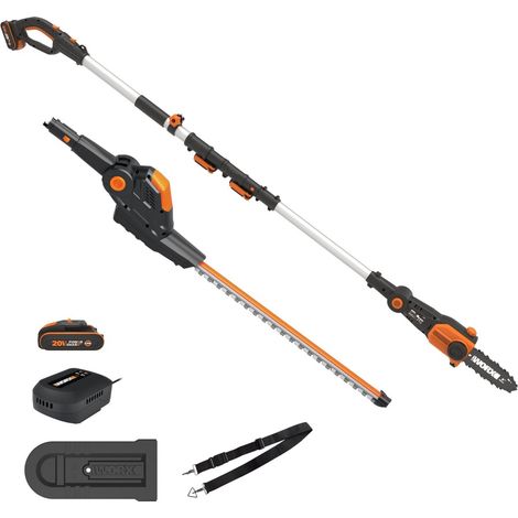 WORX Taille-haies sur perche + elagueuse WORX 20V 2 AH WG908E.1