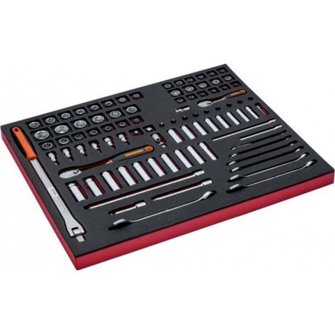 BAHCO - Jeu de clés mixtes et douilles 1/4", 3/8", module mousse 3/3 Fit&Go - 91 pcs