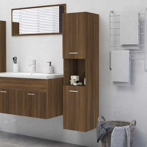 Badezimmerschrank Braun Eichen-Optik 30x30x130 cm Holzwerkstoff (1/5)