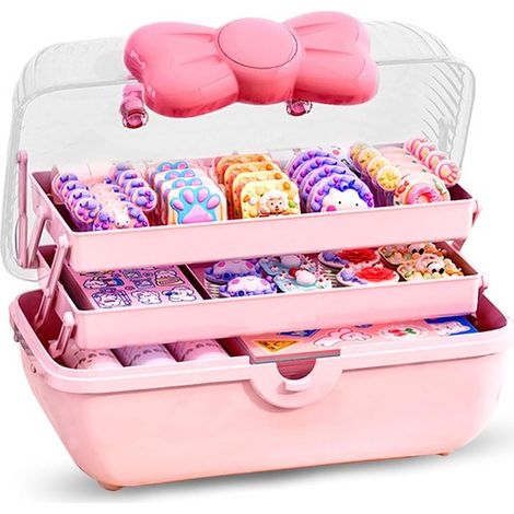 Aufbewahrungsbox für Haargummis mit Griff，Organizer für Haaraccessoires，Geeignet für Mädchen，Etui für Haaraccessoires und Schmuck (1/5)