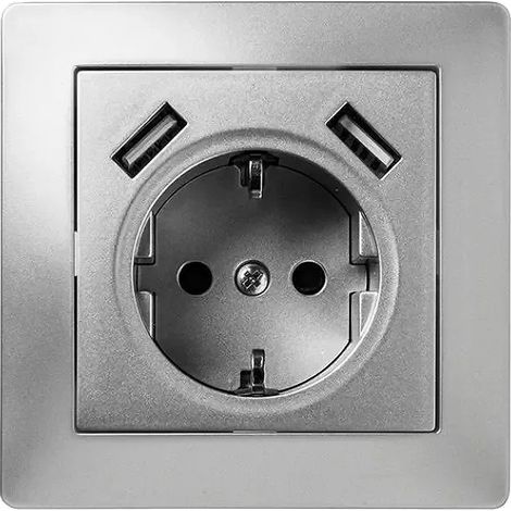 Toma de corriente +2 USB empotrada TT 2P+T 16A 250V Famatel 9239 (1/4)