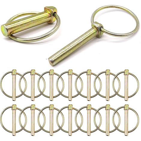 Lot de 16 goupilles pliantes - 4,5 mm x 40 mm - Assortiment de goupilles pliantes - Avec anneau - Goupilles à goupilles - Pour remorques, tracteurs, bennes, fermes (1/5)