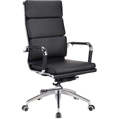 Silla despacho giratoria elevable piel sintetica en color negro, 109-116 cm(alto)61 cm(ancho)69 cm(largo) (1/2)