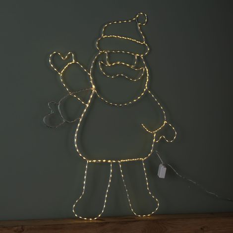 79cm x 54cm Light up Waving Santa Christmas Silhouette with Warm White LEDs (1/5)