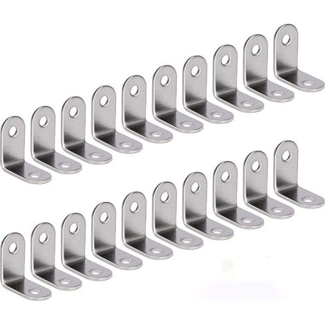 Angle Droit Support Inox 90 Degrés Support De Coin support d'angle en forme de L Fixation Équerre Livré Argent 20 Pièces 30 30 16mm (1/5)