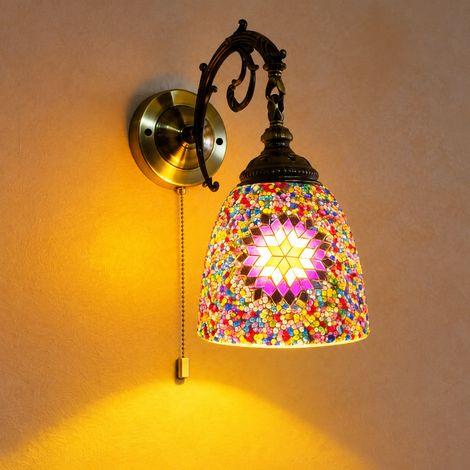 Applique Murale Rétro Rose Coloré Modèle Rechargeable Sans Câblage avec Interrupteur à Tirette LED 23 × 23 × 25 cm 1,8 kg – Livraison gratuite