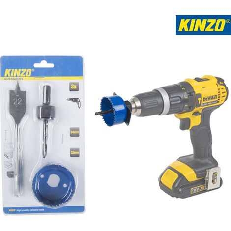 Set 3 x Sega a Tazza 22 e 54 mm per Legno Cartongesso Fai da Te Kinzo