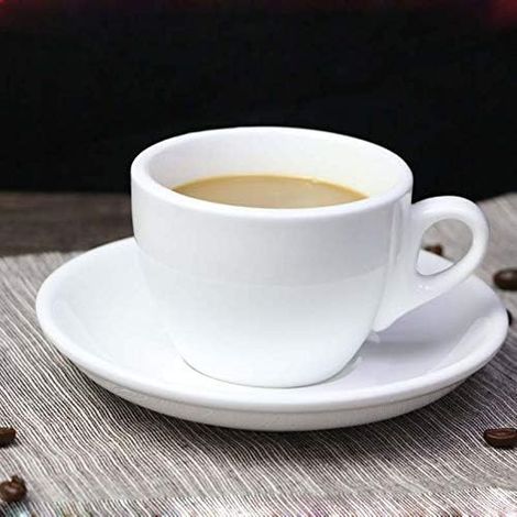 Teetasse mit Untertasse, schlicht, weiß, 150 ml, für 1 Person, geeignet für Tee, Kaffee oder Cappuccino.