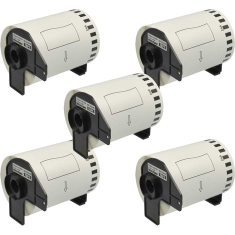 vhbw 5x Label Roll with Holder 103mm x 30.48m compatible with Brother P-Touch QL 1050 N, QL 1050 Label Maker - Self-Adhesive