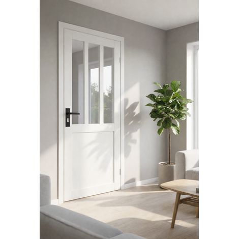 Blocco porta officina BIANCO H204 x L83 Pannello laterale sinistro a spinta + maniglia