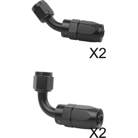 4 raccords universels noirs anodisés 6AN droits à 45° et 90° AN6 (1/5)