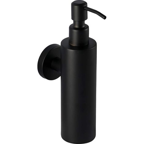 Distributeur de savon en acier inoxydable noir - Support mural de salle de bain à percer (acier inoxydable (noir), rond) (1/5)
