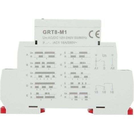 NALOOKAMIC Relais temporisé GRT8-M1 avec 10 fonctions 35MM montage rail DIN AC/DC 12V 240V 50-60Hz