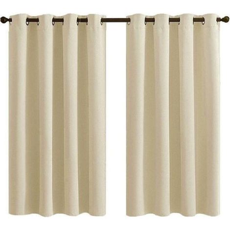 Ensemble de 2 Panneaux de Rideaux Courts à Oeillets - Occultant Isolant Thermique Couleur Taupe - pour Chambre ou Salle de Bain 28x36 Pouces (K30)