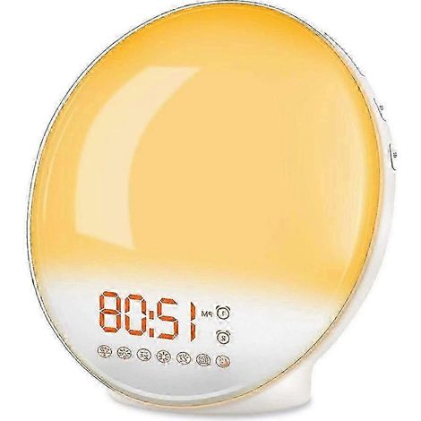 Réveil lumineux simulant le lever du soleil avec commande vocale, radio FM et fonctions d'éclairage d'ambiance. (1/5)