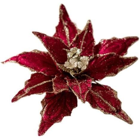Multicolor Christmas Flower Head, Christmas Tree Decorations, 25cm, DIY Christmas Artificial Flowers (Red) (1/4)