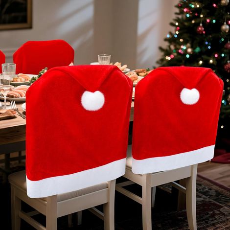 Ensemble de 10 housses de chaise de luxe en velours rouge et doré - Protections de table douces et antidérapantes, faciles à nettoyer et à ajuster (1/5)