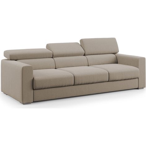 Dylan Divano a 3 sedute con estraibile a cassettone in tessuto simil cotone impermeabile T13 240 cm beige