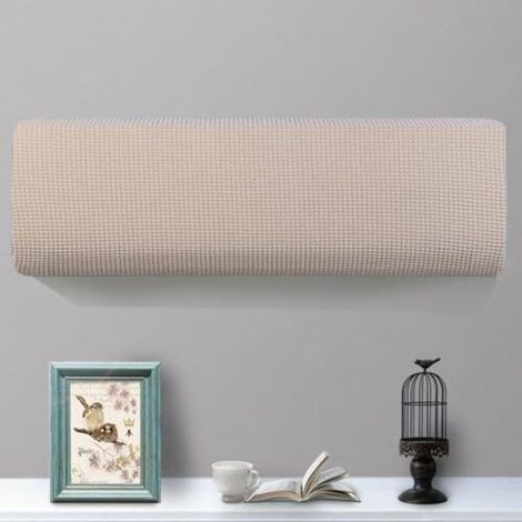 2pc Housse Élastique Climatiseur, Coque de Protection Climatiseur Couvre, Intérieur Couvercle du Climatiseur - Cache-Poussière Air Conditionné Décoration d'Intérieur (80-86cm,Beige) (1/4)