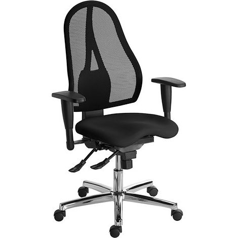 Chaise de bureau Open Point Sitness dossier maille avec accoudoirs réglables 3D - noir (1/5)