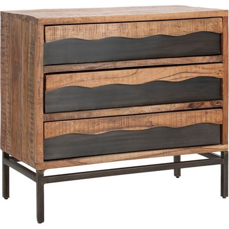 Comò "Yellowstone" struttura in legno di acacia e metallo per interni (1/5)