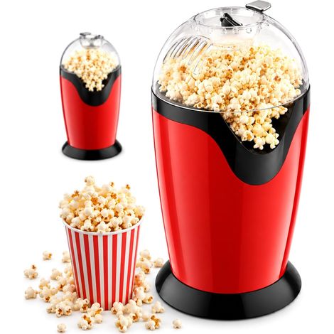 Appareils à Popcorn 1200W à Air Chaud, Machine à Pop-corn avec Verre Doseur, Couvercle Transparent, Popcorn en 3 Min, sans Huile pour Maison, Cinéma, Fête (1/5)