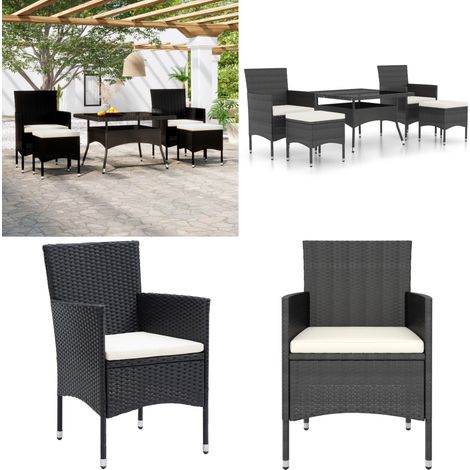 Ensemble à Manger de jardin 9pcs résine tressée et verre trempé - Salon De Jardin - Mobilier De Jardin - Set Repas Extérieur - Table Et Chaises - Résine Tressée - Home & Living (1/5)