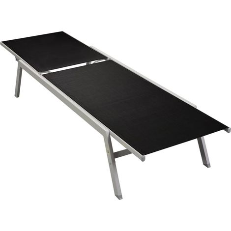 Chaise longue Acier et textilène Noir 2 (1/5)