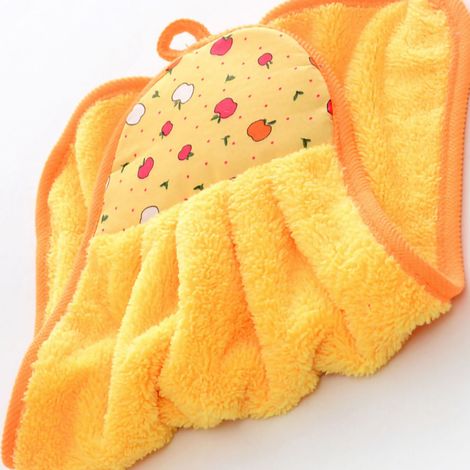 Lot de 3 torchons microfibre éponge accrochable cuisine salle de bain, lavable, dégraissant, jaune, absorbant (1/3)