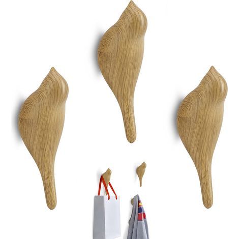 Perchero con forma de pájaro, gancho de pared, gancho de pared multifuncional de resina con diseño de pájaro para colgar abrigos, toallas, sombreros, bolsos, resina, madera - 3 piezas (resina) (1/5)