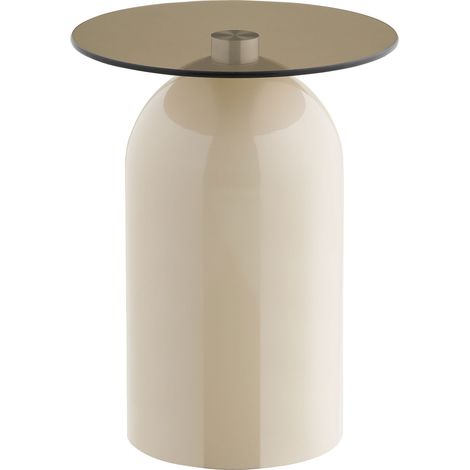Tavolino d'appoggio Ravello in vetro temperato e metallo grigio/beige ø40×52 cm